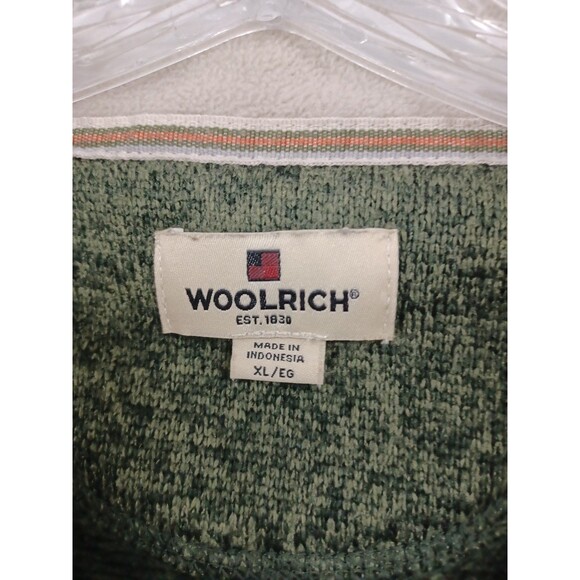 Men's Woolrich Heathered Green 1/4 Zip Pullover Sweater XL Front Zip Pocket - Picture 3 of 7